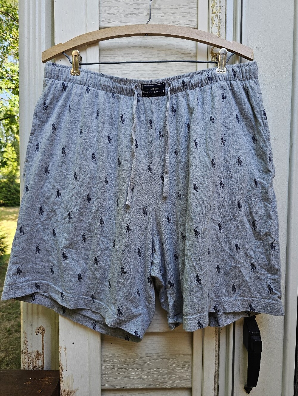 Polo Ralph Lauren Shorts Mens XL Gray All Over Pony Pajama Cotton Sleep Shorts